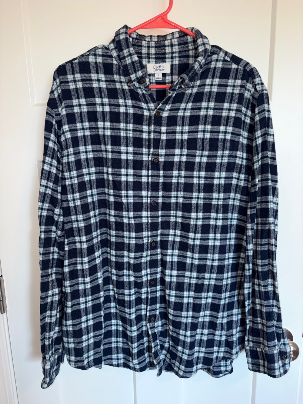 Croft and Barrow 100% Cotton Plaid Flannel-Button Down Long Sleeve Mens Large